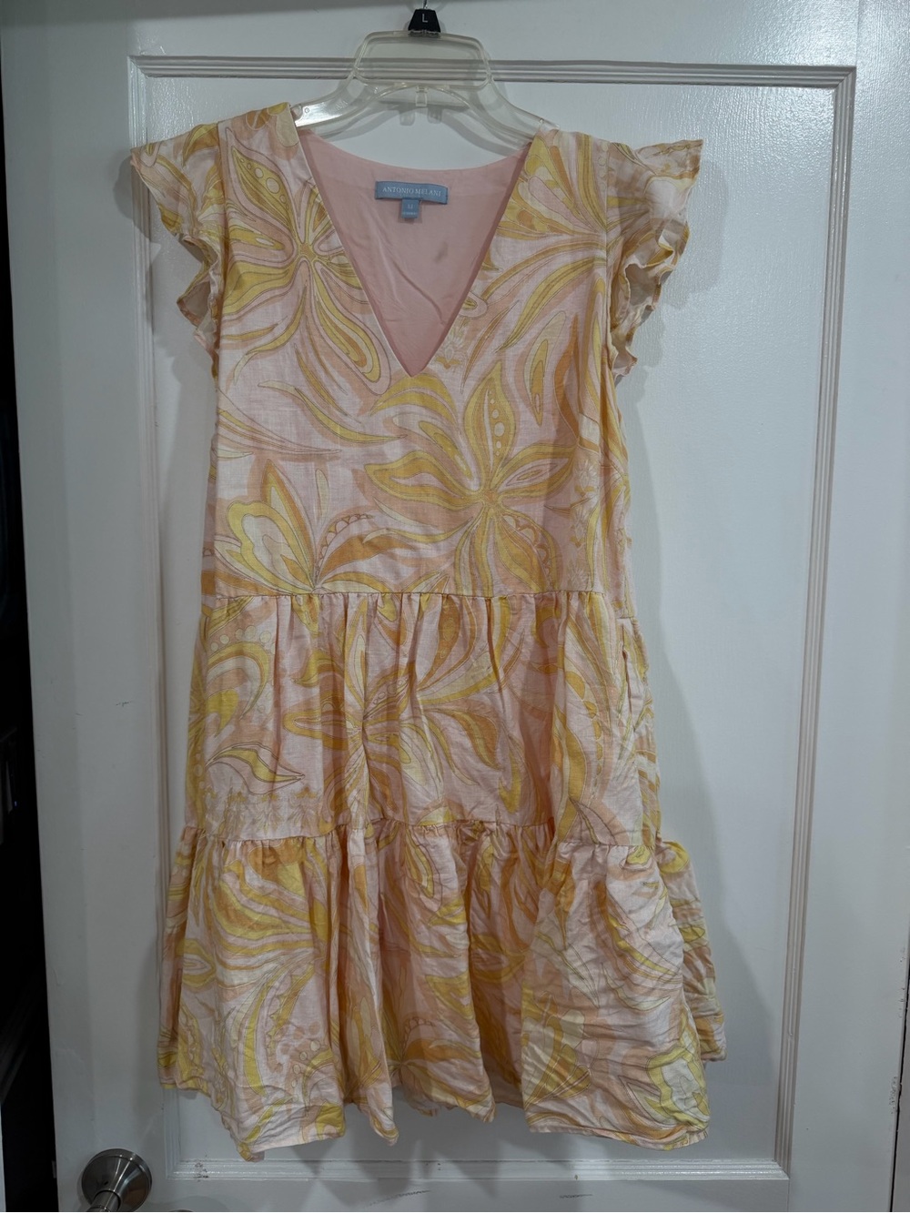 ANTONIO MELANI Pink and Yellow Floral Mini Dress